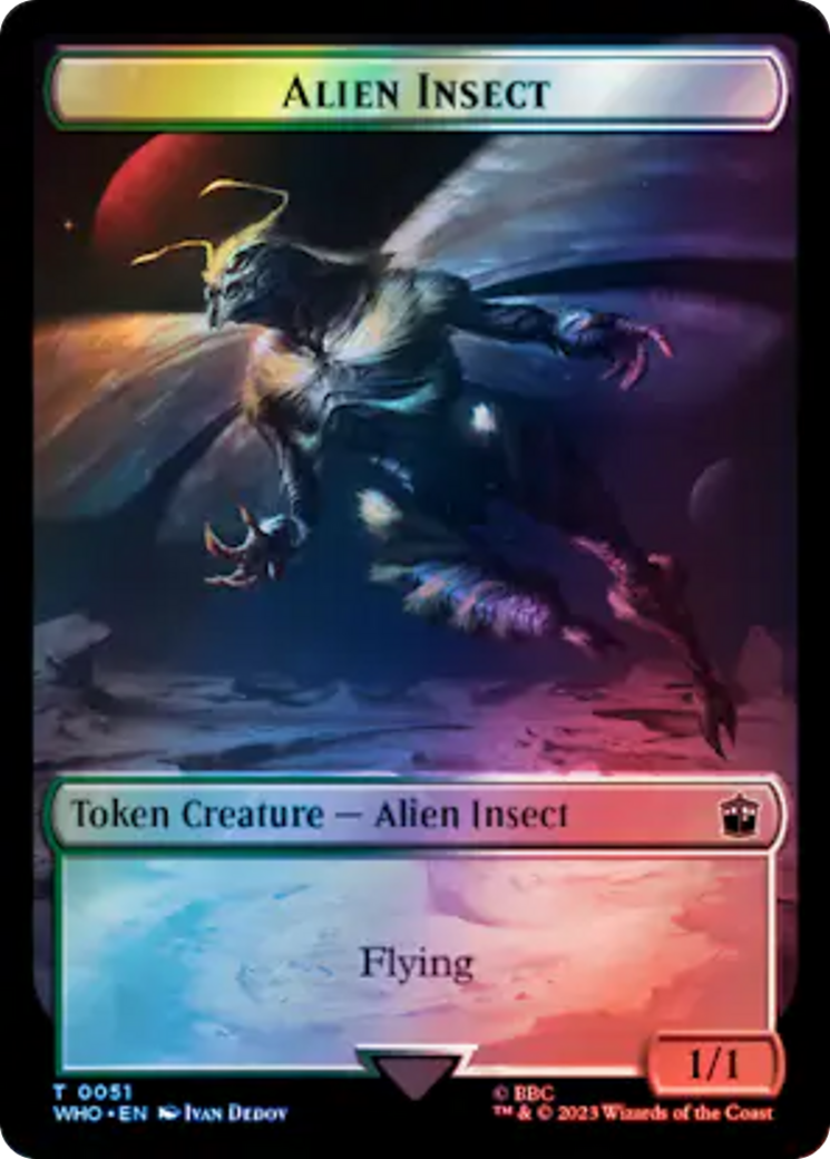 Alien // Alien Insect Double-Sided Token (Surge Foil) [Doctor Who Tokens] MTG Single Magic: The Gathering    | Red Claw Gaming