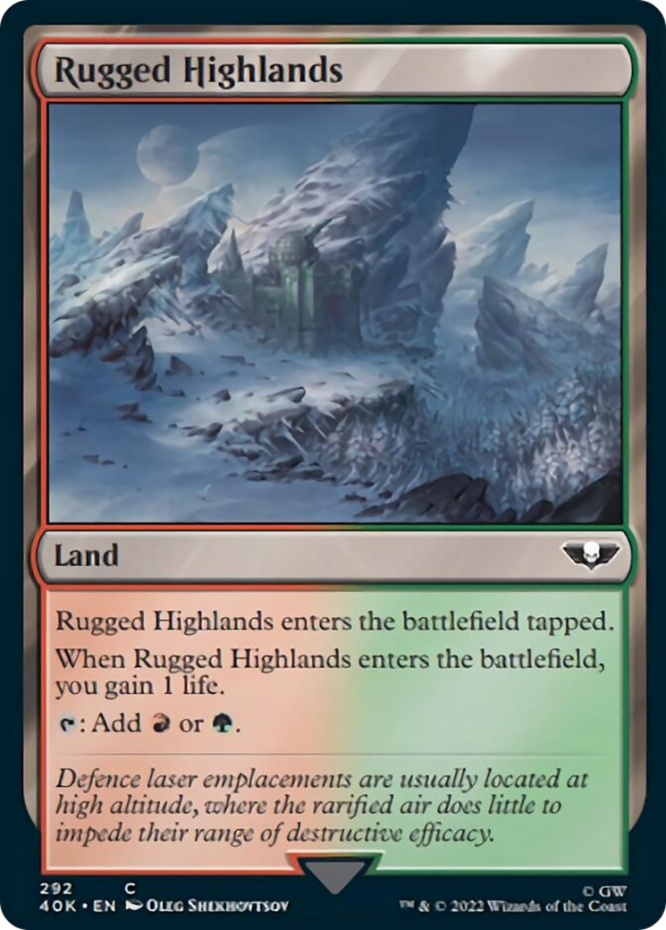 Rugged Highlands (Surge Foil) [Warhammer 40,000] MTG Single Magic: The Gathering    | Red Claw Gaming