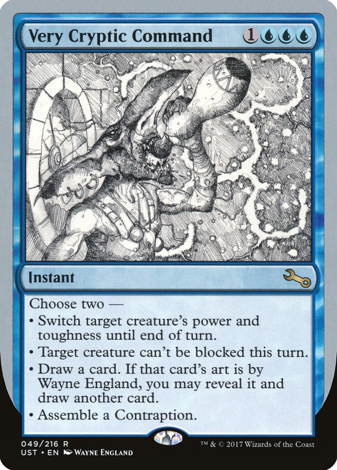 Very Cryptic Command (Black and White Art) [Unstable] MTG Single Magic: The Gathering    | Red Claw Gaming