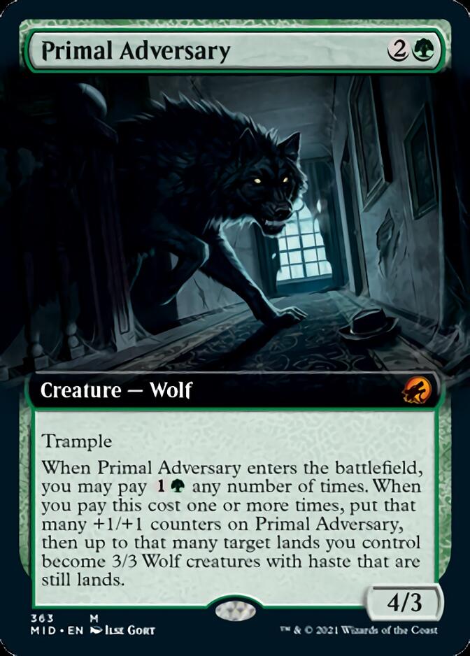 Primal Adversary (Extended Art) [Innistrad: Midnight Hunt] MTG Single Magic: The Gathering    | Red Claw Gaming