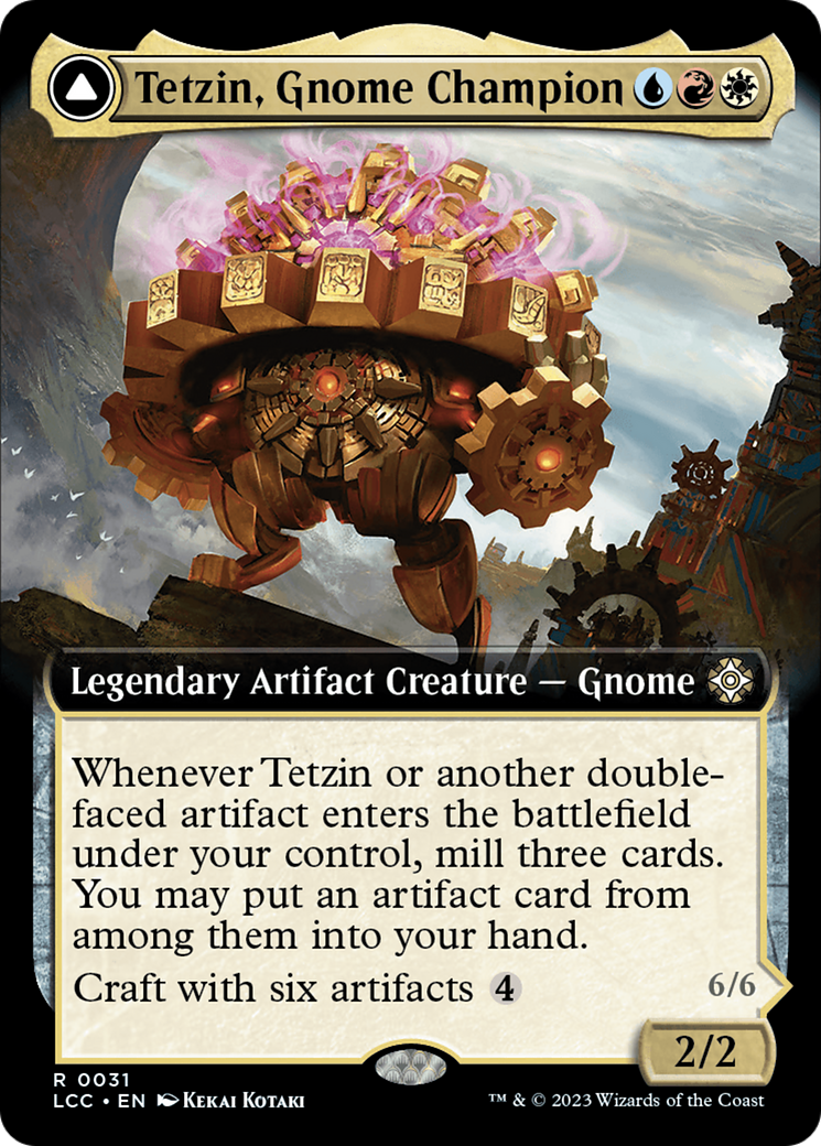 Tetzin, Gnome Champion // The Golden-Gear Colossus (Extended Art) [The Lost Caverns of Ixalan Commander] MTG Single Magic: The Gathering    | Red Claw Gaming
