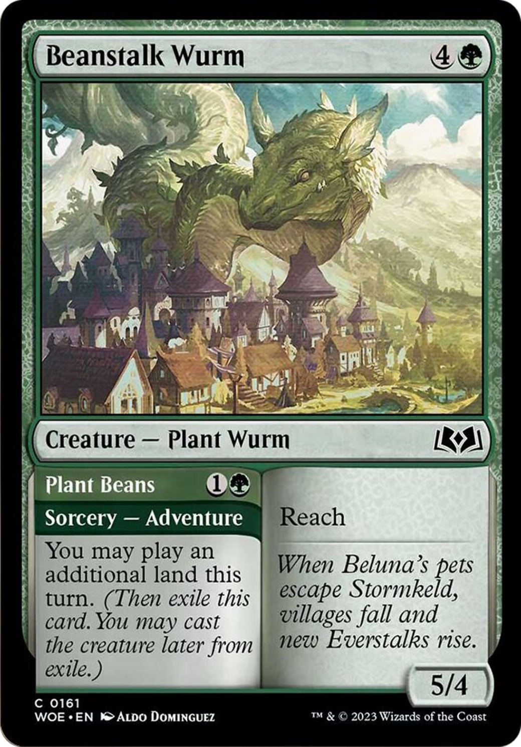 Beanstalk Wurm // Plant Beans [Wilds of Eldraine] MTG Single Magic: The Gathering    | Red Claw Gaming