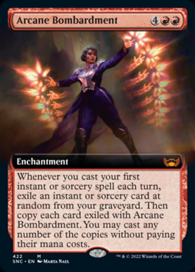 Arcane Bombardment (Extended Art) [Streets of New Capenna] MTG Single Magic: The Gathering    | Red Claw Gaming