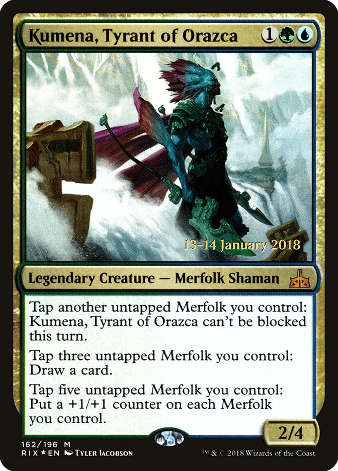Kumena, Tyrant of Orazca [Rivals of Ixalan Prerelease Promos] MTG Single Magic: The Gathering    | Red Claw Gaming