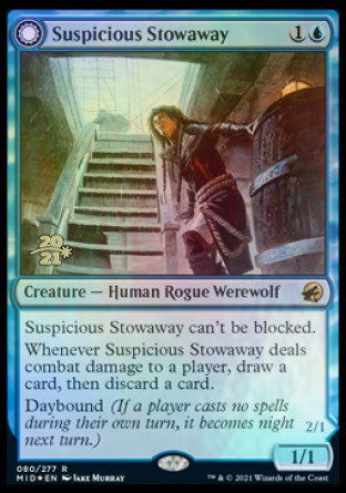 Suspicious Stowaway // Seafaring Werewolf [Innistrad: Midnight Hunt Prerelease Promos] MTG Single Magic: The Gathering    | Red Claw Gaming