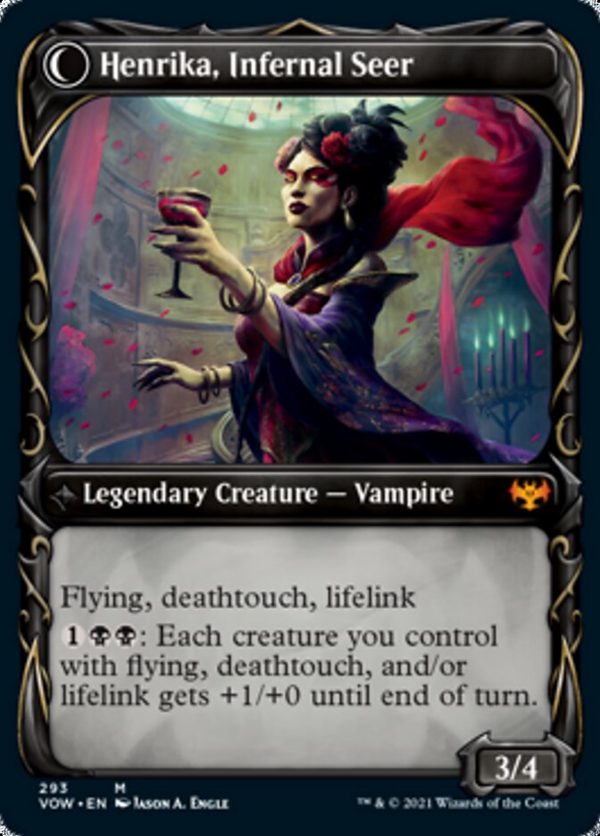 Henrika Domnathi // Henrika, Infernal Seer (Showcase Fang Frame) [Innistrad: Crimson Vow] MTG Single Magic: The Gathering    | Red Claw Gaming