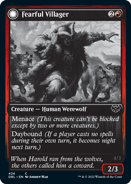 Fearful Villager // Fearsome Werewolf [Innistrad: Double Feature] MTG Single Magic: The Gathering    | Red Claw Gaming