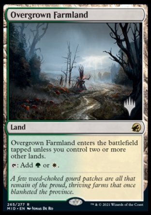Overgrown Farmland (Promo Pack) [Innistrad: Midnight Hunt Promos] MTG Single Magic: The Gathering    | Red Claw Gaming