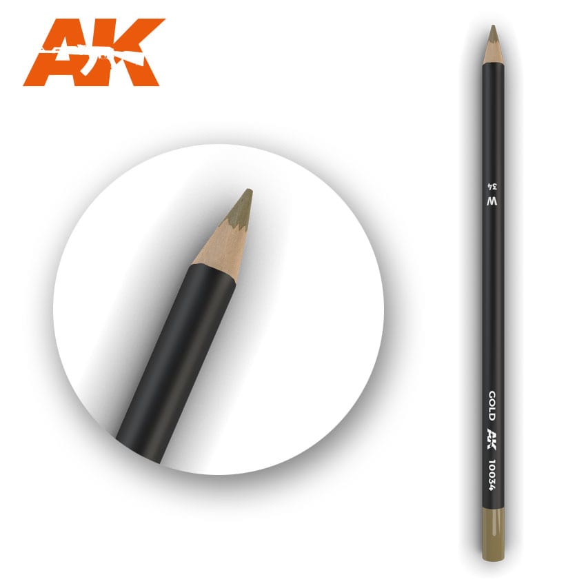 Watercolor Pencil Gold AK10034 Watercolor Pencil AK INTERACTIVE    | Red Claw Gaming