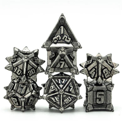 ANCIENT SILVER FLAIL RPG METAL DICE SET Dice & Counters Foam Brain Games    | Red Claw Gaming