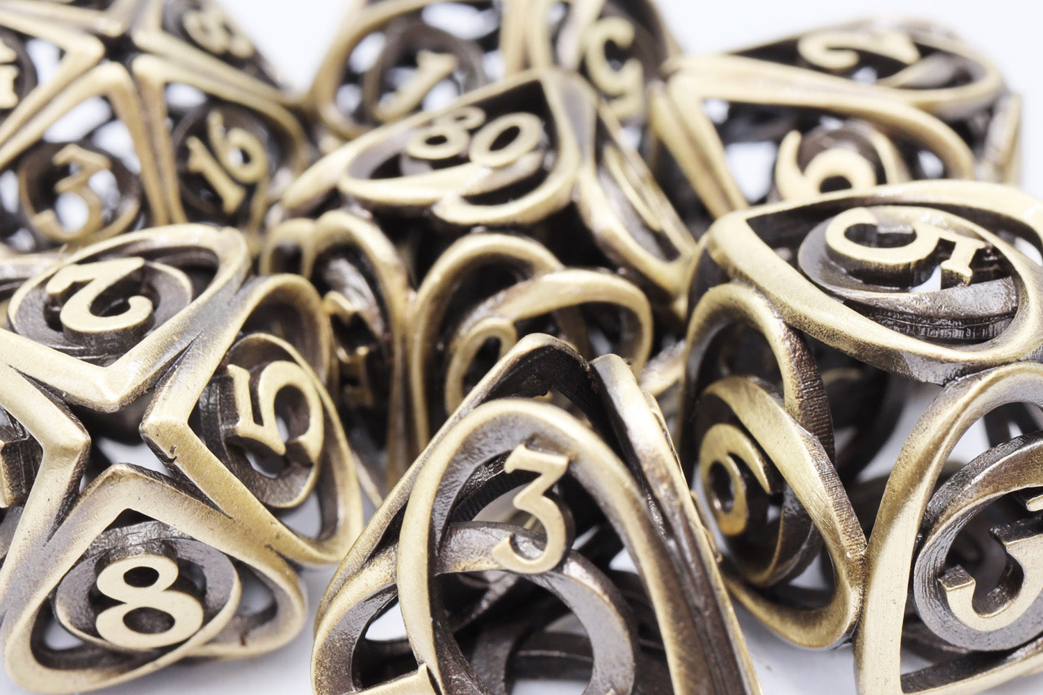 Antique Bronze  Hollow Hearts RPG Set Dice & Counters Foam Brain Games    | Red Claw Gaming