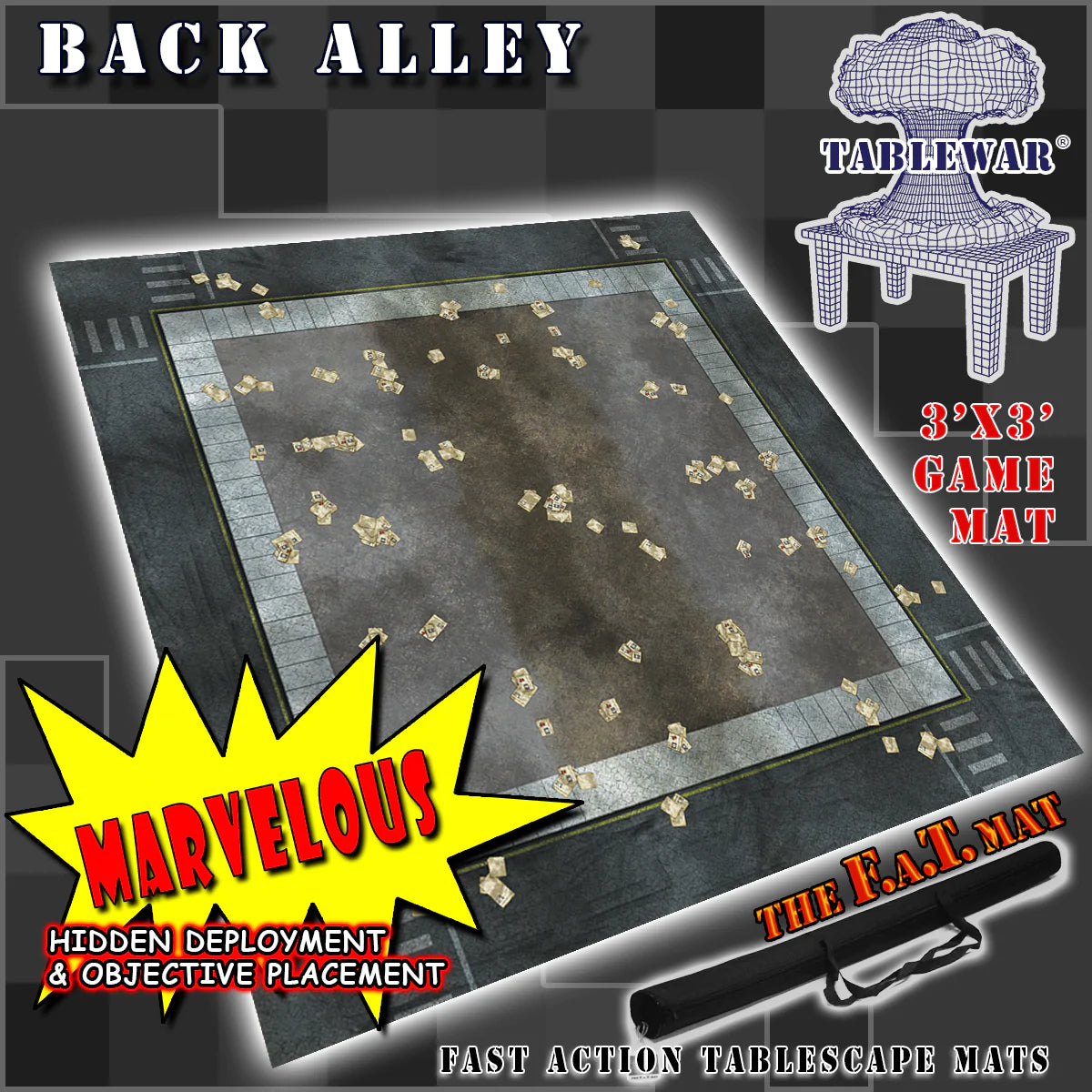 F.A.T. MATS: BACK ALLEY 3X3 Gaming Mat F.A.T. Mats    | Red Claw Gaming