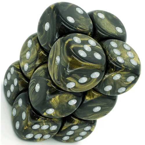 Leaf Black Gold/Silver 16mm D6 Dice Chessex    | Red Claw Gaming