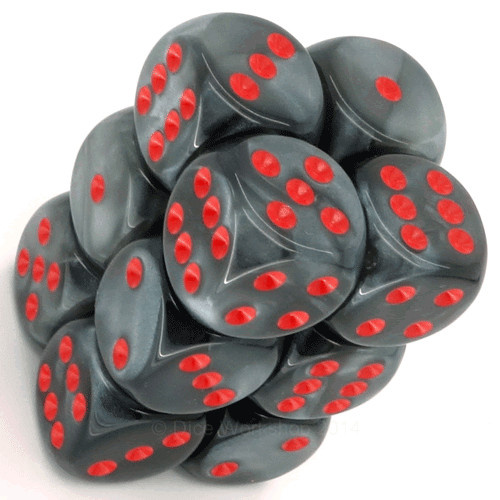 Velvet Black/Red 16mm D6 Dice Chessex    | Red Claw Gaming