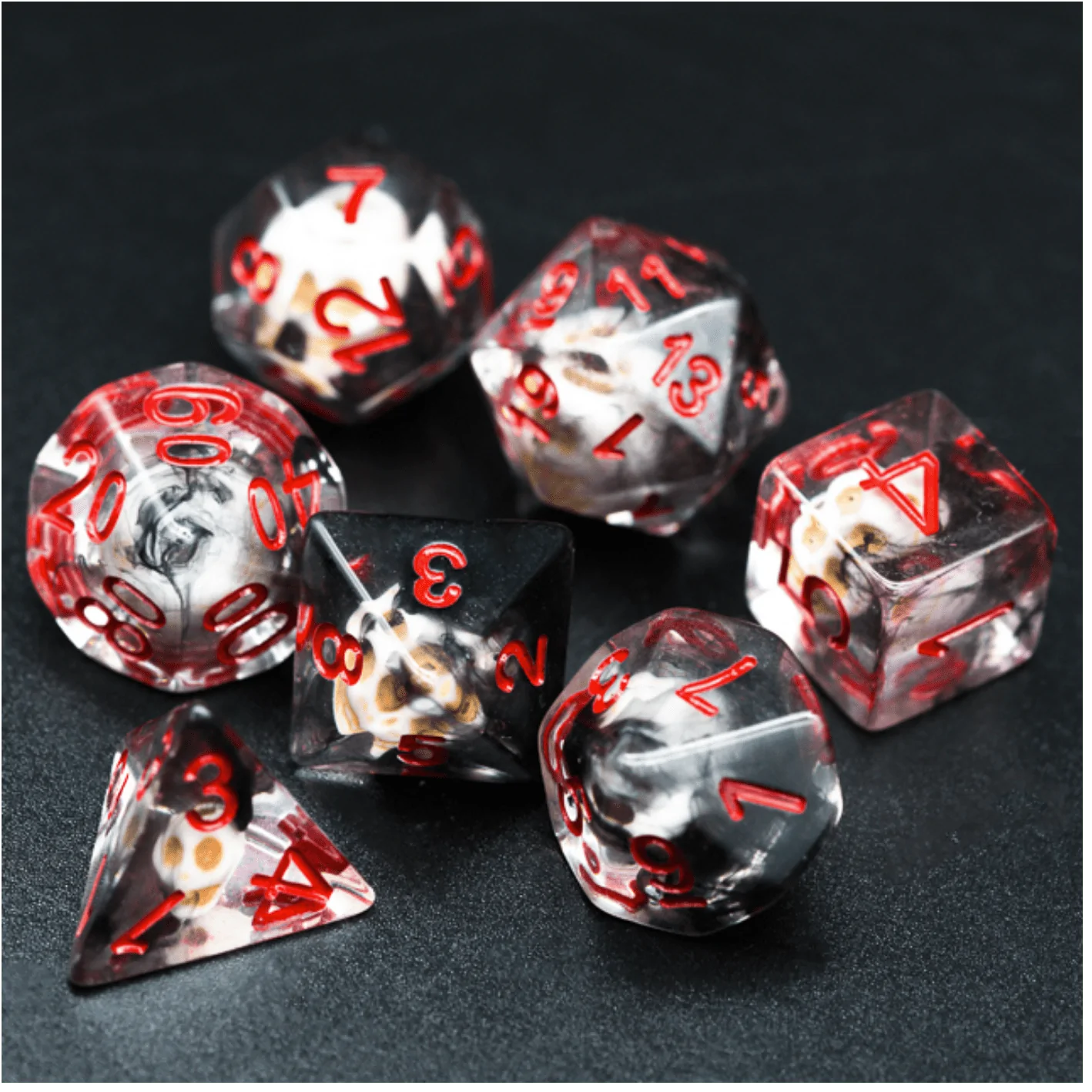 BLACK SMOKE SKULL RPG DICE SET Dice & Counters Foam Brain Games    | Red Claw Gaming