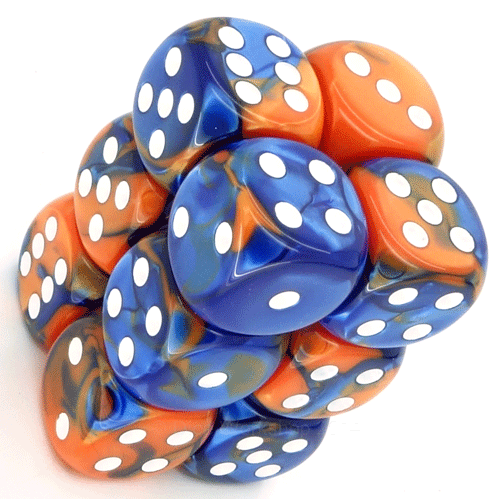 Gemini Blue-Orange/White 16mm D6 Dice Chessex    | Red Claw Gaming