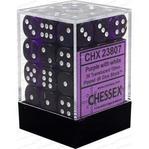 Translucent Purple/White 12mm D6 Dice Chessex    | Red Claw Gaming