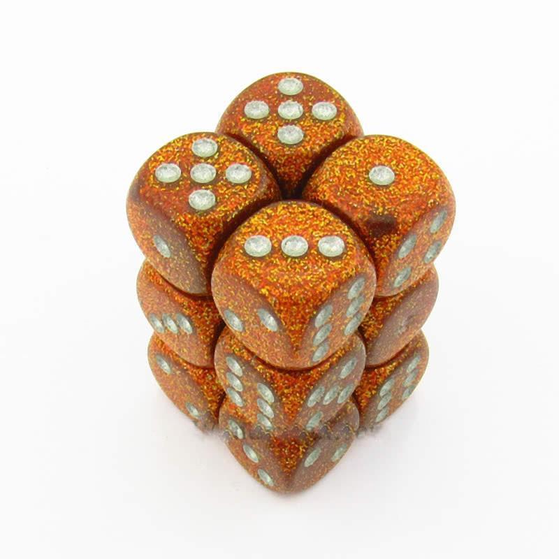 Glitter Gold/Silver 16mm D6 Dice Chessex    | Red Claw Gaming