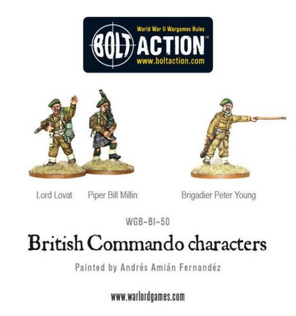 Commando characters (Lord Lovat, Piper Millin & Brigadier Young) British Warlord Games    | Red Claw Gaming