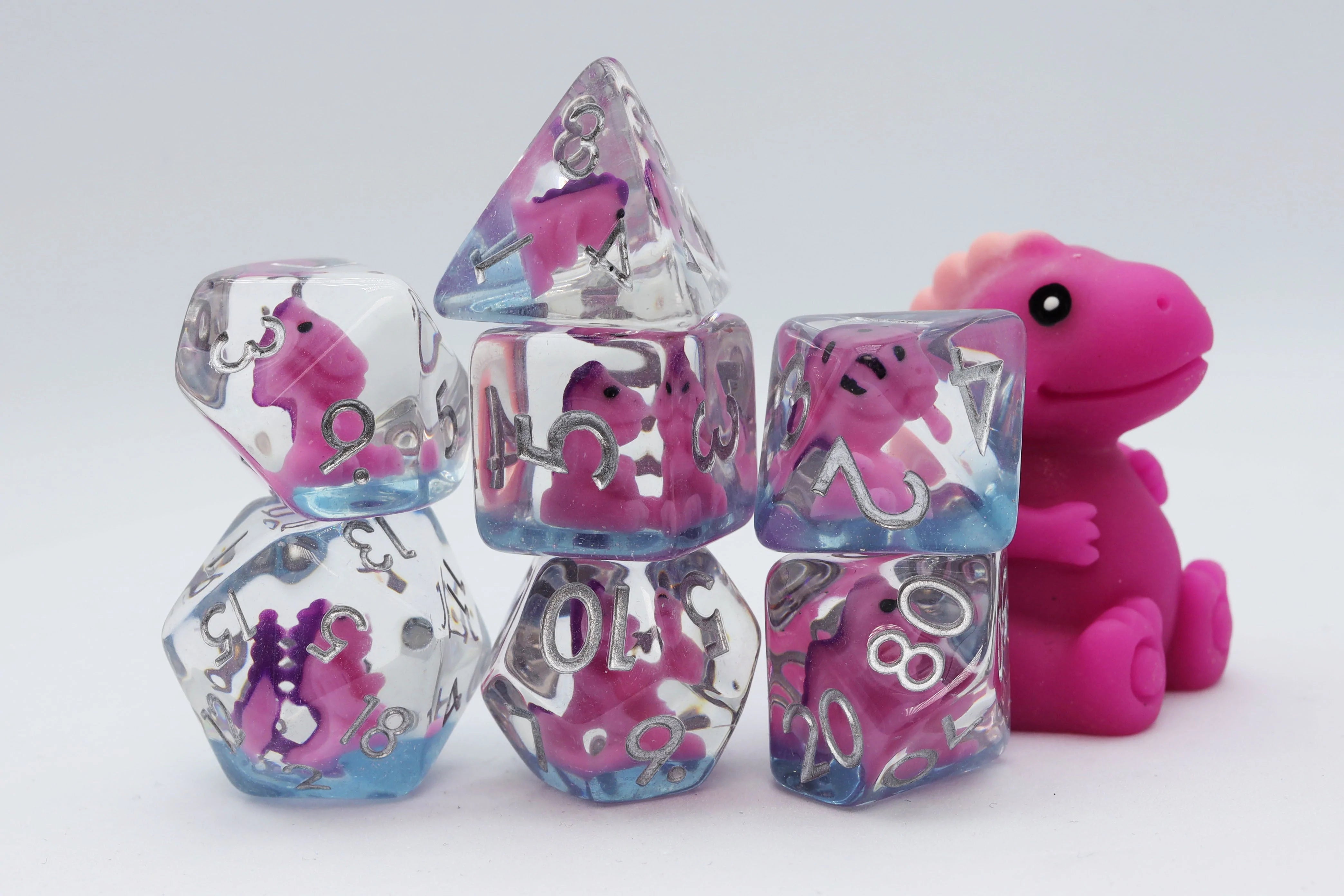 PINK T-REX RPG DICE SET Dice & Counters Foam Brain Games    | Red Claw Gaming