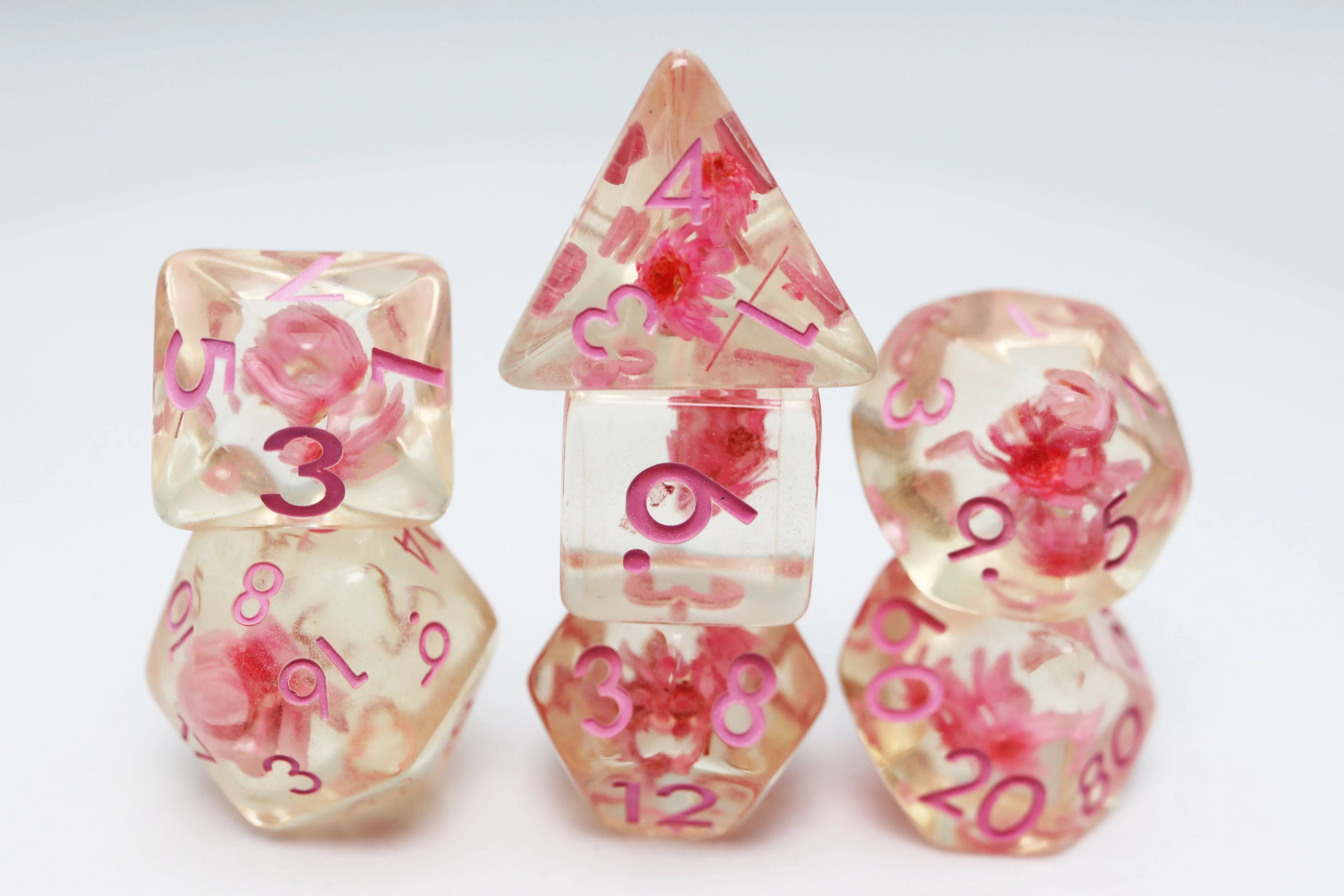 PINK FLOWERS RPG DICE SET Dice & Counters Foam Brain Games    | Red Claw Gaming