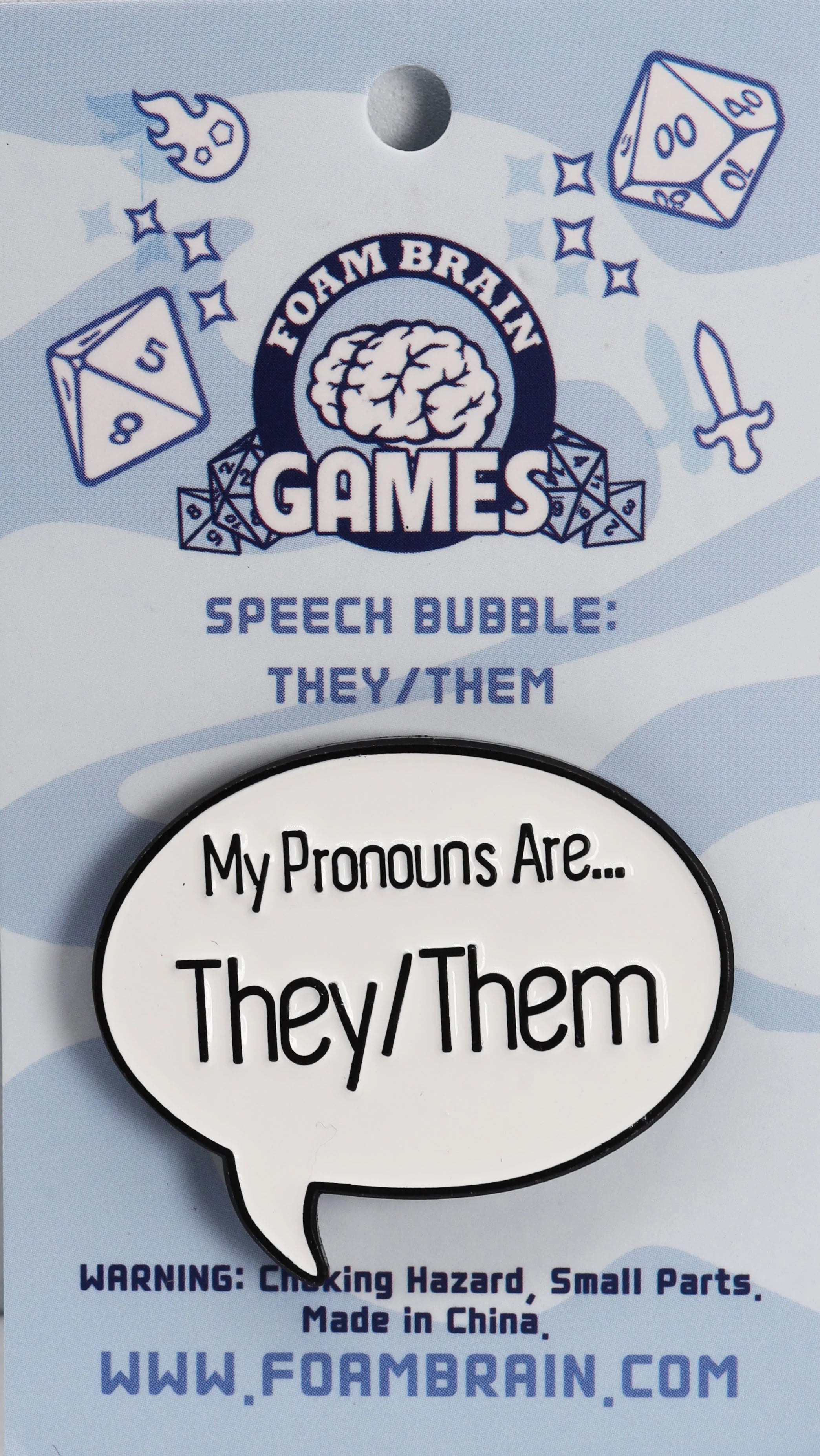 SPEECH BUBBLE PIN: THEY/THEM PRONOUNS Pins Foam Brain Games    | Red Claw Gaming