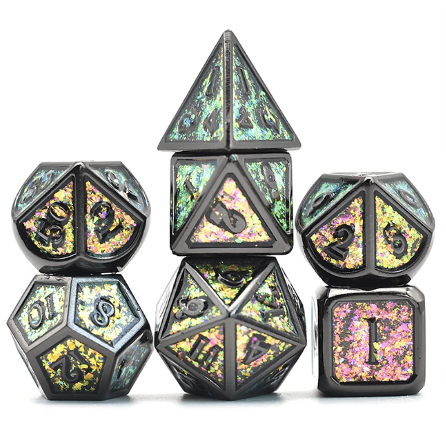 COLOR SHIFTING: FIELDS OF GREEN METAL RPG DICE SET Dice & Counters Foam Brain Games    | Red Claw Gaming