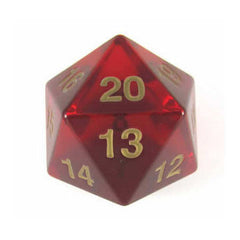 Jumbo Transparent D20 (Countdown) Dice Universal DIstribution Ruby   | Red Claw Gaming