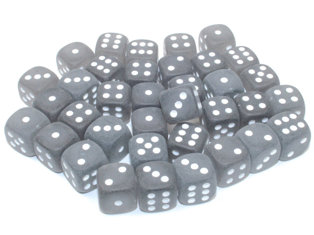 Frosted™ 12mm d6 Smoke/white 36 Dice Dice Chessex    | Red Claw Gaming