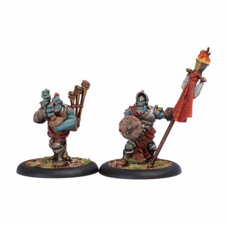Trollbloods Kriel Warrior Piper and Standard Miniatures Clearance    | Red Claw Gaming