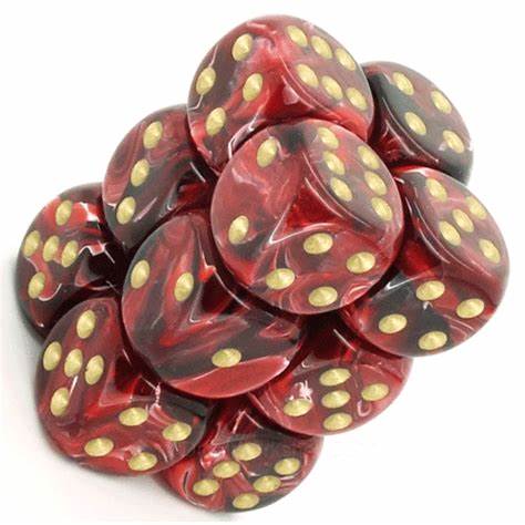 Vortex Burgundy/Gold 16mm D6 Dice Chessex    | Red Claw Gaming