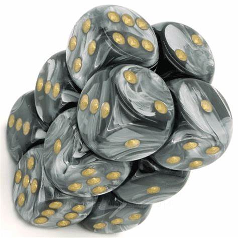 Lustrous Black/Gold 16mm D6 Dice Chessex    | Red Claw Gaming