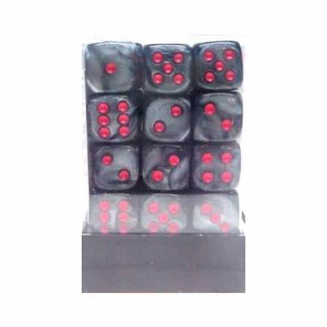 Velvet Black/Red 12mm D6 Dice Chessex    | Red Claw Gaming