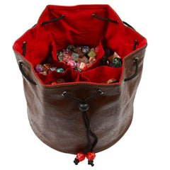 Pouch of the Endless Hoard Dice Bag D&D Accessory Forged Gaming Brown and Red   | Red Claw Gaming