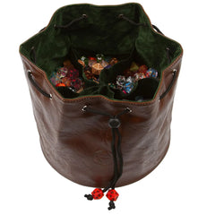 Pouch of the Endless Hoard Dice Bag D&D Accessory Forged Gaming Brown and Green   | Red Claw Gaming
