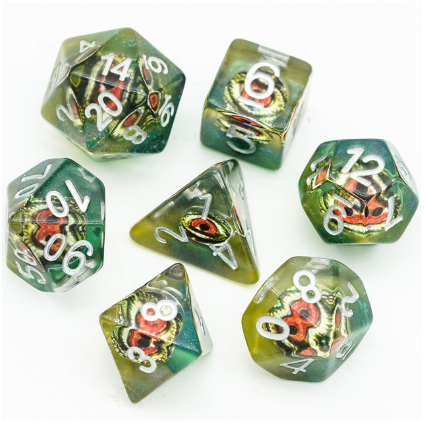 Reptilian Eye 7 Dice Set Dice & Counters Foam Brain Games    | Red Claw Gaming