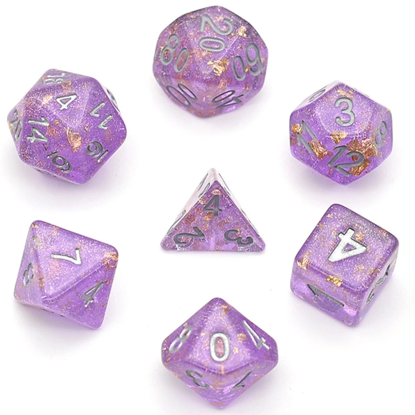 PURPLE WITH GOLD FOIL RPG DICE SET Dice & Counters Foam Brain Games    | Red Claw Gaming