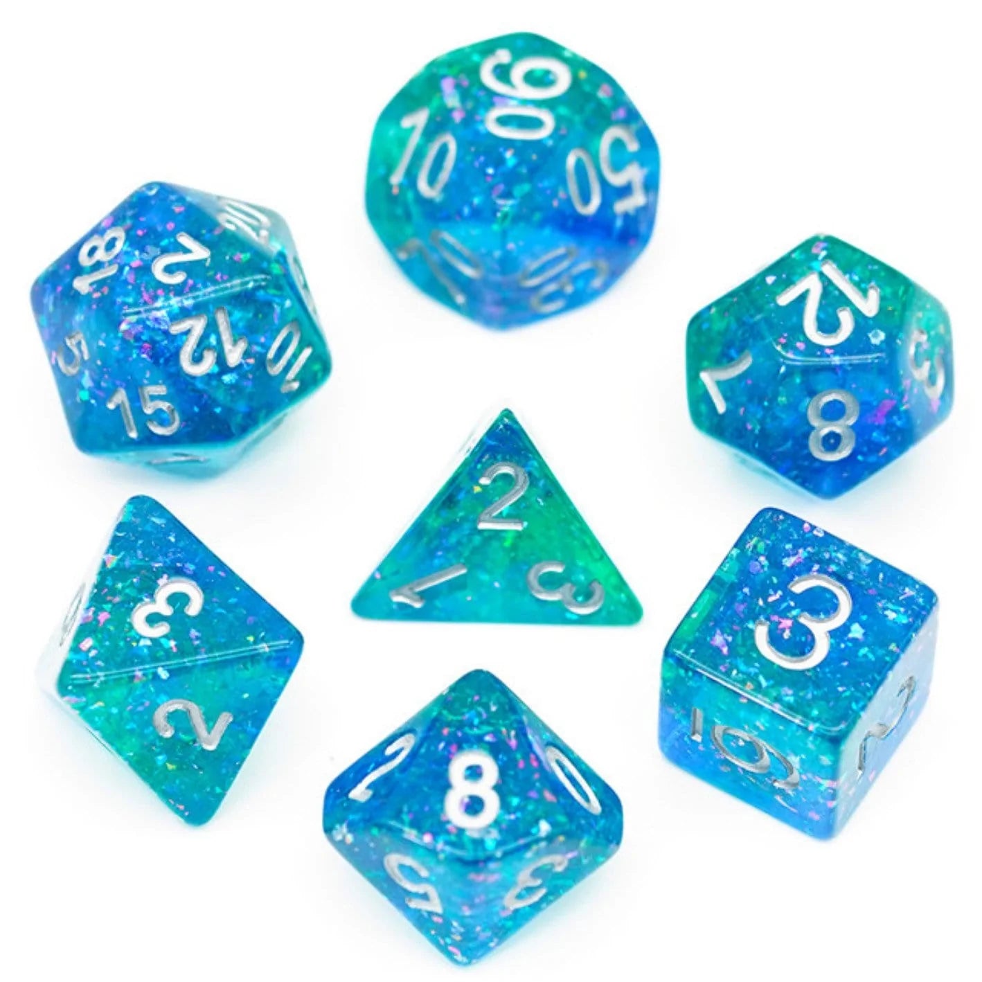 OCEAN GLITTER DICE SET Dice & Counters Foam Brain Games    | Red Claw Gaming