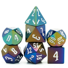 JUMBO METALLIC DICE SET WITH SILVER FONT Pins Foam Brain Games    | Red Claw Gaming