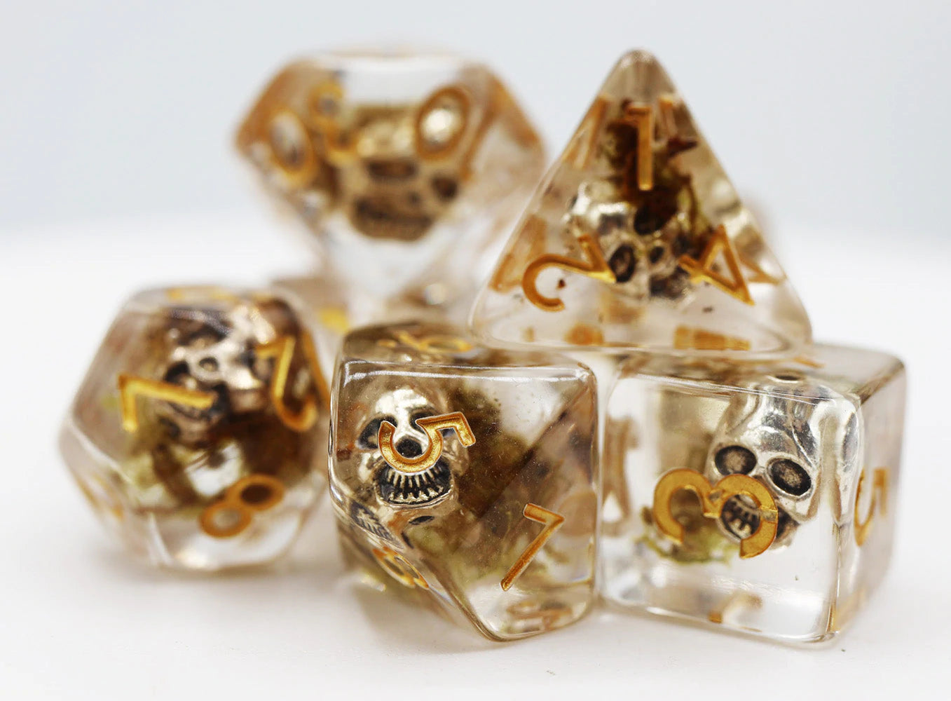 SILVER PIRATE SKULL RPG DICE SET Dice & Counters Foam Brain Games    | Red Claw Gaming