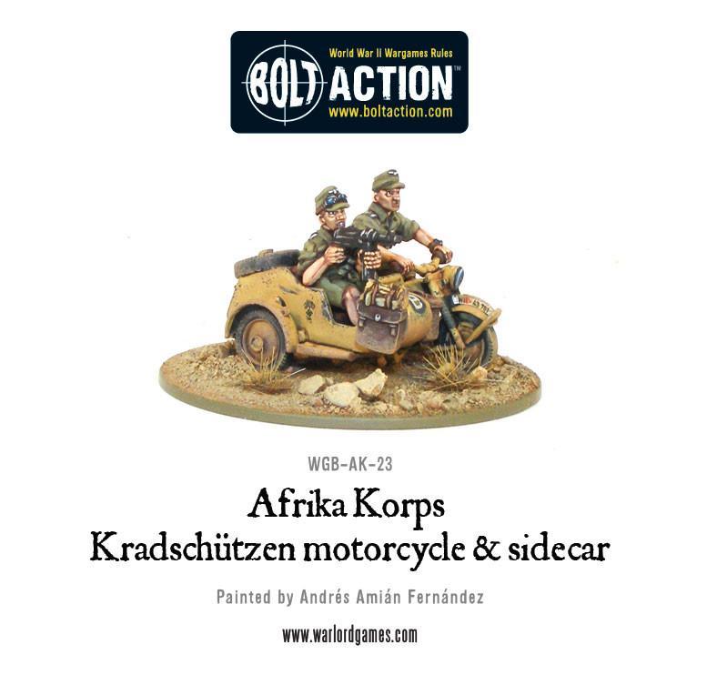 Afrika Korps Kradschutzen motorcycle and sidecar Germany Afrika Korps Warlord Games    | Red Claw Gaming
