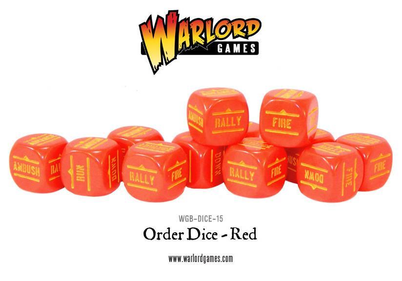Bolt Action Orders Dice - Red (12) Accessories Warlord Games    | Red Claw Gaming