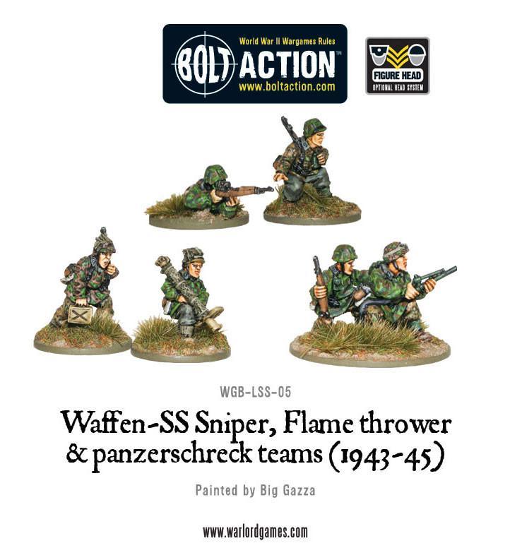 Waffen-SS Sniper, Flamethrower and Panzerschreck teams Germany Warlord Games    | Red Claw Gaming