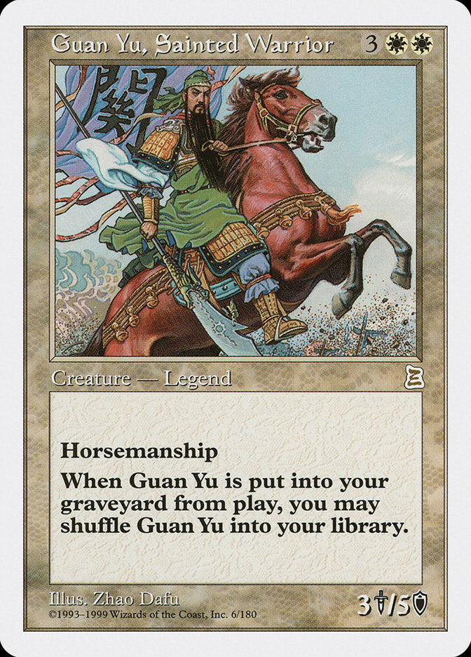 Guan Yu, Sainted Warrior [Portal Three Kingdoms] MTG Single Magic: The Gathering    | Red Claw Gaming