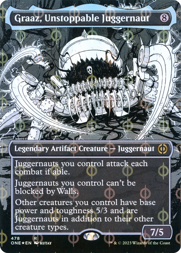Graaz, Unstoppable Juggernaut (Borderless Manga Step-and-Compleat Foil) [Phyrexia: All Will Be One] MTG Single Magic: The Gathering    | Red Claw Gaming