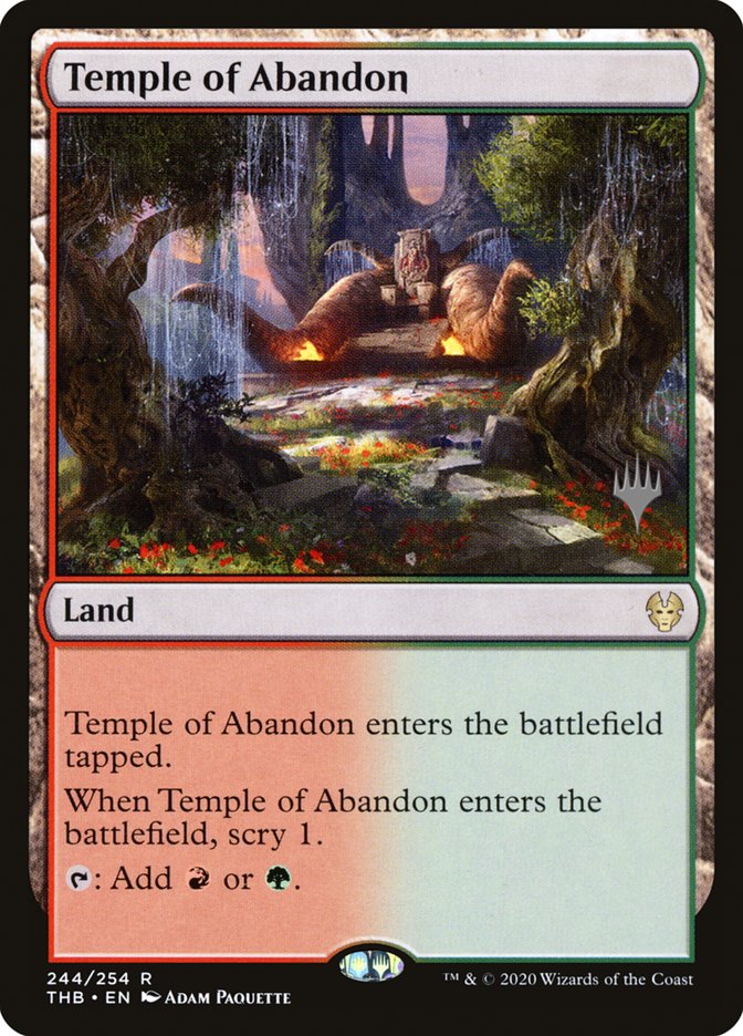 Temple of Abandon (Promo Pack) [Theros Beyond Death Promos] MTG Single Magic: The Gathering    | Red Claw Gaming