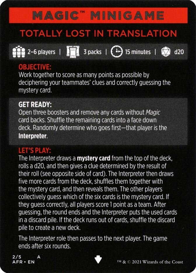 Totally Lost in Translation (Magic Minigame) [Dungeons & Dragons: Adventures in the Forgotten Realms Minigame] MTG Single Magic: The Gathering    | Red Claw Gaming
