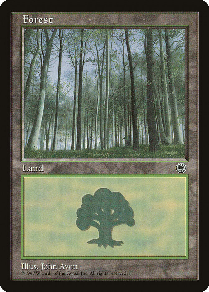 Forest (Green Signature with White Bark Trees) [Portal] MTG Single Magic: The Gathering    | Red Claw Gaming