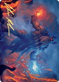 Aegar, the Freezing Flame (Gold-Stamped Signature) [Kaldheim Art Series] MTG Single Magic: The Gathering    | Red Claw Gaming