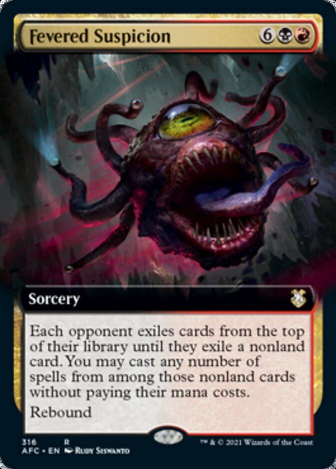 Fevered Suspicion (Extended Art) [Dungeons & Dragons: Adventures in the Forgotten Realms Commander] MTG Single Magic: The Gathering    | Red Claw Gaming